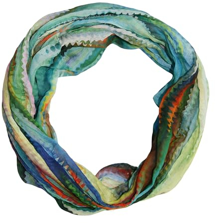 beybey® feiner Batik Damen Seide Loop Schal in unwiderstehlichen Farben - hochwertiger Seidenschal - Schweizer Alpen (grün)