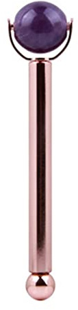CZAOINCU Raumdekoration Natürlicher Amethyst Jade Roller Rosenquarz Kristall Jadekugel Grüner Stein Quarz Gesichtsroller, 1 Set (Color : Purple Crystal)