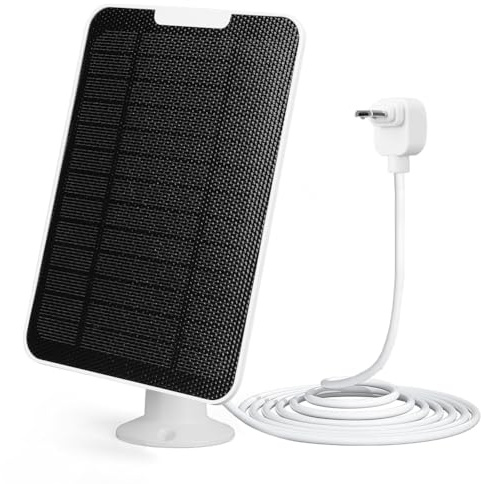 AZURAOKEY Chargeur de panneau solaire 5 W pour caméra spot Arlo Essential / XL, panneaux de charge solaire résistants aux intempéries IP65, support mural réglable à 360 ° avec câble de charge micro