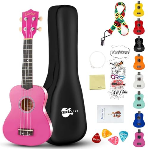 Sopran-Ukulele Anfängerset für Kinder Erwachsene Studenten mit kostenlosem Online-Unterricht 21 Zoll Ukelele Gig Bag Strap String Stickers Songbook Pick Poliertuch, Rainbow Series Ukulelen