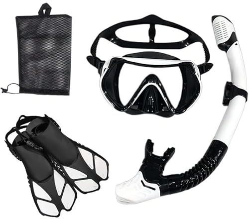 Schnorchel-Tauchmaske und Tauchbrille, Tauch- und Schwimmschlauch-Set for Erwachsene, Unisex (Color : White and black-01, Size : L/XL)