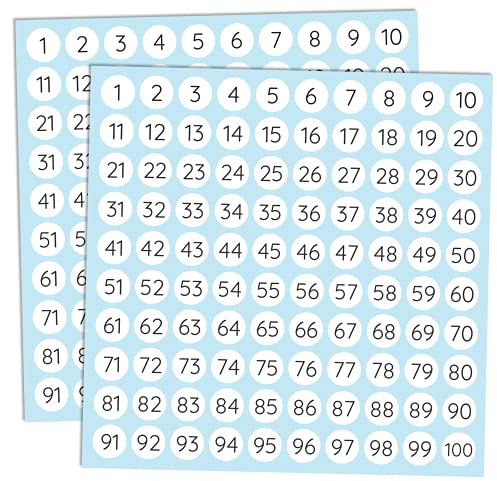 75 Blatt - 1-100 Zahlen Nummern Aufkleber Sticker Nummerierte Klebezahlen | 10mm, 7500 Stück