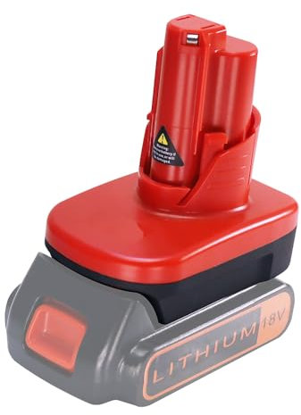 BD18M12 Battery adapter for Milwaukee M12 Power tools, convert for Black & Decker 18V BL1514-XJ BL1518-XJ BL2018-XJ BL4018-XJ BL2518-XJ battery to for Milwaukee M12 12V battery.