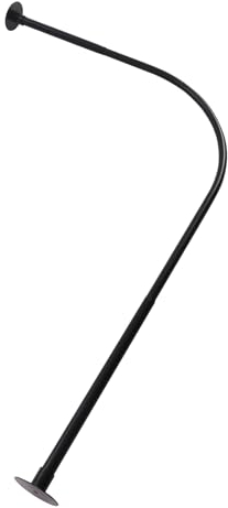 Rostfreier Stahl Duschstange,L-Form Duschvorhangstange Ohne Bohren Duschstange Ecke Badewanne Teleskopstange,95 * 130 cm,Schwarz