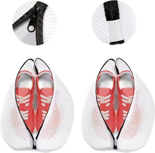 Wäschenetz Schuhe, 2 Stück Netz Schuhsack Waschmaschine mit Reißverschluss (42x 24 x 24 cm) Wäschesack Waschbeutel Schuhwaschbeutel für die Schuhreinigung Geeignet für Sneaker Socken BHs (2)