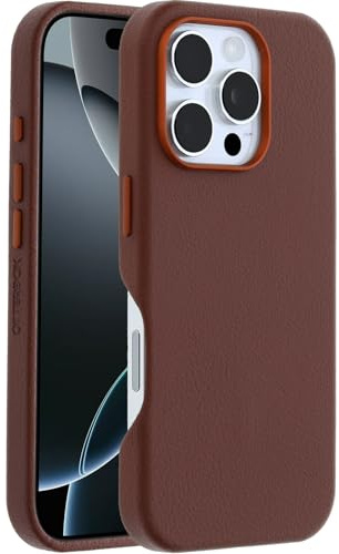 OtterBox Symmetry Series Cactus Leather MagSafe Hülle für iPhone 16 Pro, stoßfest, sturzsicher, dünne Schutzhülle, 3X getestet nach Militärstandard, Braun