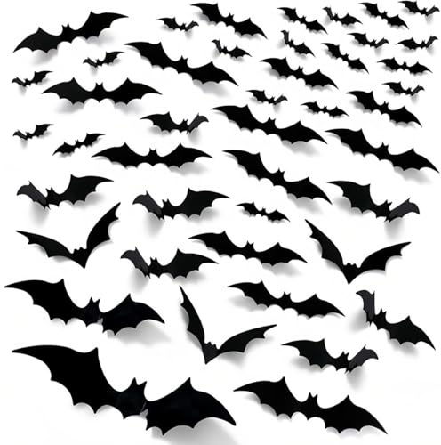 Murcielagos Halloween Decoracion, 72 Piezas 3D Murciélagos Pegatinas, Halloween Accesorios, Murciélago Juguete Halloween, Murcielago Adornos para Casa, Fiesta
