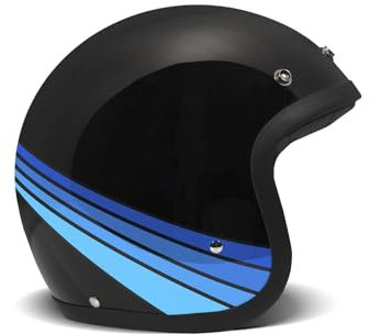 DMD Retro Acqua Black Blue Open Face Helm Jethelm Motorradhelm ECE22.06, XL