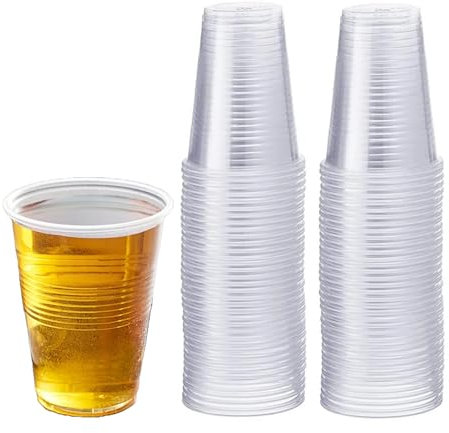 Clear Plastic Glasses Disposable Plastic Cups for Cold Drinks, Parties & Events | Essential Drinkware for Everyday Use - Pack of 100-180cc / 7 Ounce