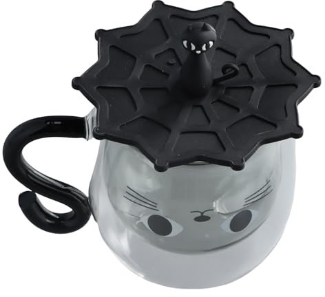 Volumoon Carina Tazza Gatto, Tazza di Latte Doppia Parete, Tazze da Caffè in Vetro Isolante, Tazze Trasparenti, Tazze Forma Ggatto con Manico per Donne Amanti dei Gatti Regalo Compleanno 300ML (A)