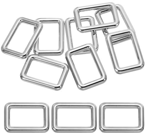 PATIKIL Anillas Rectangulares de Metal Plano de 1 / 25mm, 8 Piezas de Hebilla de Anillo Cuadrado para Correa de Tejido para Hacer Cinturones de Cuero, Bolsos, DIY de Carteras, Color Plata