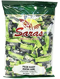 Saras Pulse Candy ( Kaccha Aam ) 300g | Tangy Raw Mango-Flavored Candy with Spicy Masala Center | Sweet & Sour Indian Treat