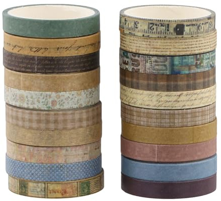 DEARBAG 20 Nastri Adesivi di Carta, Rotoli Washi Tape Set, Nastro Carta Imbianchino, Painting Tape by Tape, Nastro Decorativo per Mascheratura, per Incollare, Decorare e Personalizzare