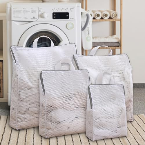 Wäschenetz Groß Wäschebeutel Wäschesack für Waschmaschine Wäschesack mit Reißverschluss laundry Bag Ideal für Feinwäsche Unterwäsche Gardinen Bettwäsche Wäschebeutel Feinmaschig 40 * 50 * 10cm