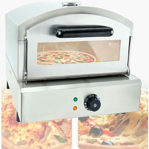 BTOIASYHF Horno de Pizza eléctrico Comercial de Acero Inoxidable de 2000 W, de sobremesa, Tostador de Pizza Comercial con cajón, para hoteles, restaurantes y cocinas caseras.
