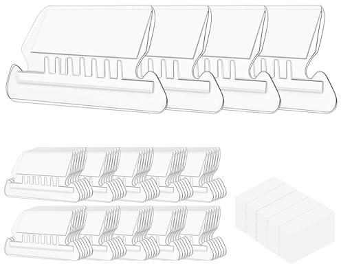 40 Stück Hängeregisterkarten mit 40 Stück Einlagen, 2 Zoll große Hängeetiketten aus Kunststoff, transparente Einlagen, Ordneretiketten, Hängeregisterkarten zum Aufhängen differenzierter Ordner