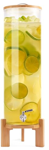 Drink Dispenser,Glass Drink Dispenser with Stand,Beverage Dispenser,Drink Dispensers for Parties,Bars,Restaurants (15.6L/4.1 Gallon)