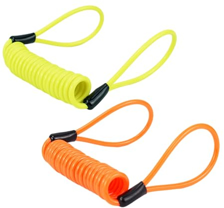 2PCS Disc Lock Reminder Cable, 1.2M Motorcycle Disc Lock Cable, Durable Locks Security Spring Alarm Cables, Antitheft on Handlebar Spring Reminder, for Scooter Motorcycle Bike(Orange and Green)