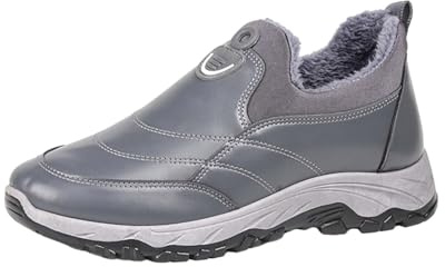 Stivali da neve da uomo, impermeabili, foderati, caldi, in lana d'agnello, antiscivolo, per esterni, invernali, con lacci, scarpe termiche, comode, grigio., 39 EU