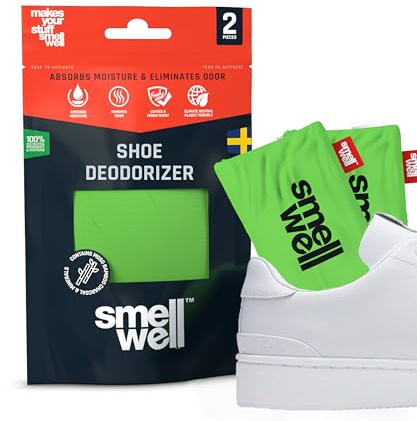 SmellWell - Scented Shoe Deodorizers - Odor Eliminators - Activated Bamboo Charcoal + Minerals - Natural Deodorizers for Shoes, Bags, Gloves - 2 x 51 g, Original Format, Black
