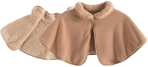 Generisch Scaldacollo da donna in peluche, caldo mantello a spalla, comodo e traspirante, poncho da donna, in lana, per casa/ufficio, cachi, m