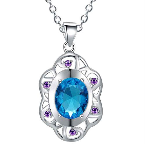 Aquamarin-Edelstein-Halskette für Damen, Edelsteine, 925er-Schmuck, Blumen, Halsschmuck, Bankett-Party-Geschenk