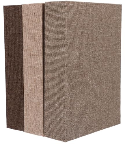 OSALADI Lot de 3 Livres Factices Décoratifs en Tissu de Lin Coffrets de Rangement Imitation Livres 22X15X45 CM Couleurs Kaki Marron Foncé et Marron Clair Accessoire de Décoration