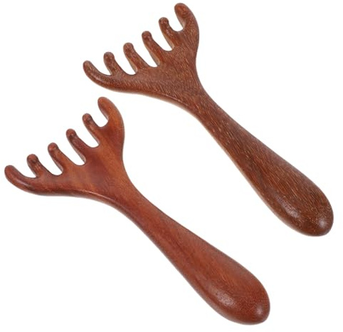 STOBAZA 2piezas Rastrillos De Madera Para Masaje De Cabelludo Herramienta Gua Sha Para Masaje De Puntos De Acupuntura Para Uso Facial y Corporal