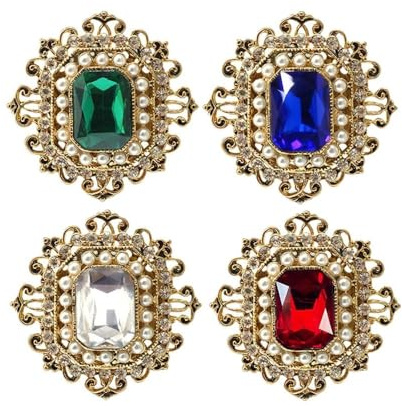 XFSRG 4 pcs Retro Brosche Damen Viktorianischen Blumenbrosche mit Kristall Perlen Vintage Stil Anstecknadeln für Hochzeit Party und Kleidung Eleganter Schmuck