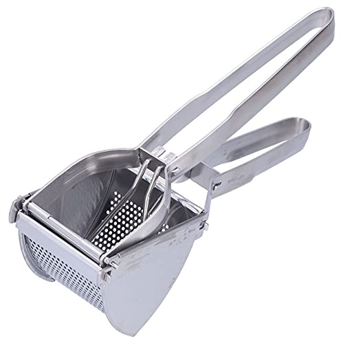 Presse-agrumes manuel en acier inoxydable pour faire une purée de pommes de terre parfaite, aliments pour bébés faits maison, légumes, jus de fruits, argent 27,7 x 9 x 8,7 cm