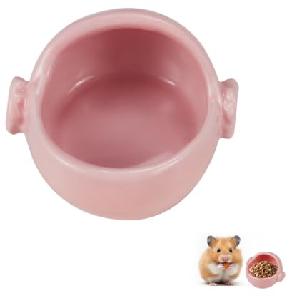 LuckyOpt Botella de cerámica para hámster, fácil de limpiar, botella anticirculación para comida y agua potable, botella de animales pequeños para hámsters enanos, loros, conejos, roedores (rosa)