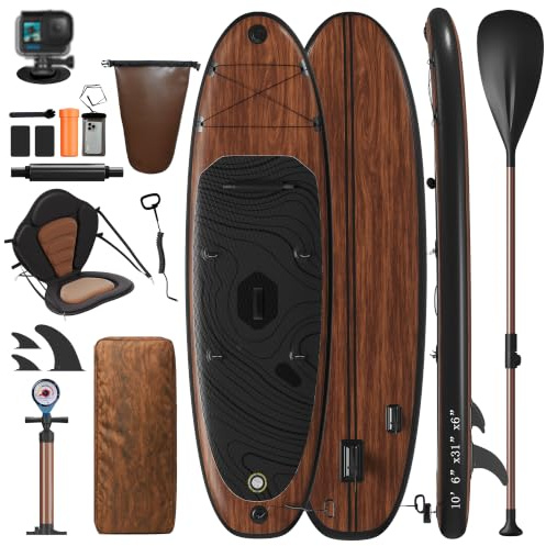 JUMMICO SUP Board Set Aufblasbar, Stand Up Paddling Board mit 2-in-1-Sup Paddel und Sitz. Geeignet zum Sitzen, Liegen. Standup Paddle Boards mit Kamerahalterung und Zubehörset, für Bequeme Nutzung.