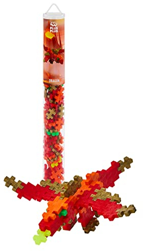 Plus-Plus 9604267 Kreativ-Bausteine Tube, Drache, Geniales Konstruktionsspielzeug, 100 Teile