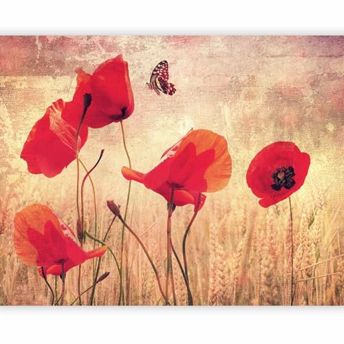 Fotomurale Soggiorno - Carta da parati Floreale Papaveri Papavero rosso 200x154 cm TNT Murale alla moda Decorazione da Muro XXL Poster Gigante Design Cameretta Carta per Pareti Fiori 10040906-12