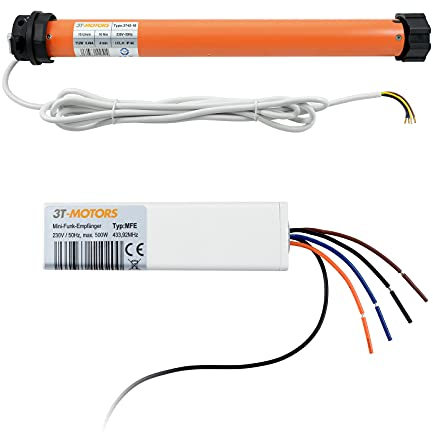 3T-MOTORS Rollladenmotor 3T45-10 + MFE (Zugkraft 10 Nm/25 kg) für 60 mm 8kant Rollladenwelle (SW60), mit mechanischen Endschaltern, einfache Montage mit Zubehör, Rollladenantrieb