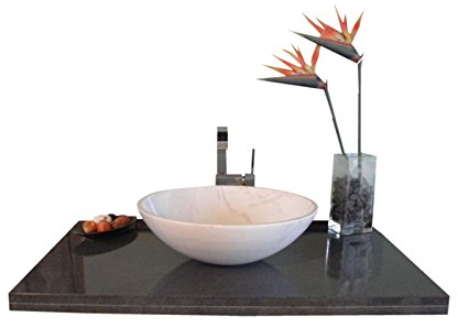 Waschbecken aus Naturstein, Model Rio klein, Marmor, Guangxi weiß Ø36cm