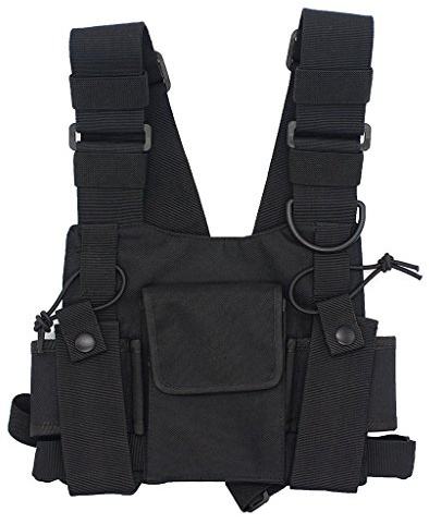 GoodQbuy Radio bröstsele rigg bag ficka pack hölster väst för tvåvägsradio (Rescue Essentials) (svart, svart