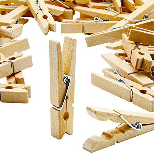 LeTOMA - 100 Deko Holzklammern 5 cm · Kleine Wäscheklammern aus Naturholz ideal zum Basteln, Beschriften und Verzieren · Mini Zierklammern für Fotos, Bilder, Kinder-Geburtstag · Geschenkklammern