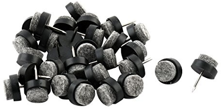 sourcing map 30 Stück 15mm Durchmesser Tisch Stuhl Möbel Füße Beine Boden Schutz Guard Filz Pad Nägel Schwarz