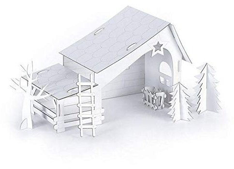 GRAINE CREATIVE Crèche en carton à construire soi-même, avec accessoires décoratifs inclus, 29 x 19 x 14 cm - Noël