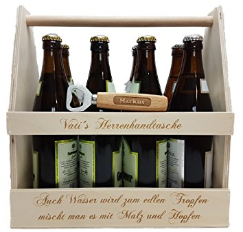 8er Bierträger/Männerhandtasche mit Kapselheber + gratis Gravur