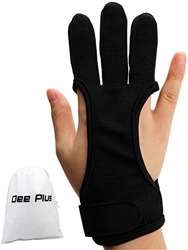 Dee Plus Schießhandschuh Bogen Handschuh, 3 Finger Shooting Handschuh Schutzhandschuh für Pfeil Jagd Schießen