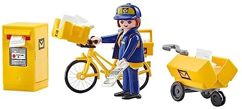 Playmobil 9806 - Postière, Vélo & Accessoires de Poste - Emballage Plastique, pas de boîte