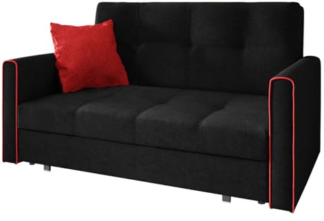 Mirjan24 Sofa Viva Bis III mit Schlaffunktion, Bettsofa, 3 Sitzer Polstersofa mit Bettkasten inkl. Kissen, Sofagarnitur, Schlafsofa Farbauswahl, Wohnlandschaft (Alova 04 + Alova 46)