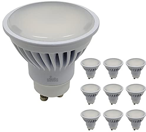 LED ATOMANT Pack 10x Bombilla LED GU10 8W, Color Blanco Frio (6500K), 800 Lumenes, Equivalente a 80W tradicional