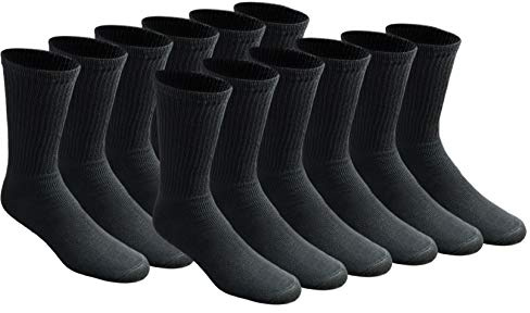 Dickies Men's All Purpose Cushion Crew Socks, Available in M-XL (6, 12 Pairs), Black (12 Pairs), Large