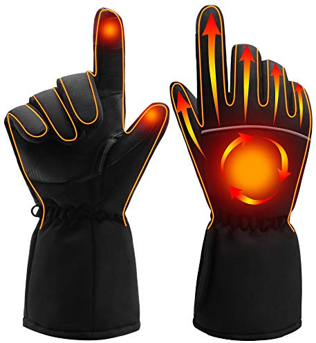 Spring Electric Heated Gloves,Portable Battery Heating Thermal Gloves,Waterproof Touchscreen Gloves for Cycling,Motorcycle,Hiking,Snowboarding Outdoor Winter Sport