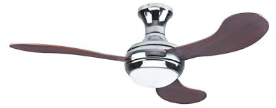 Zephir, Ventilatore da Soffitto, 3 Pale in Legno, Ventilatore con Luce, diametro 132 cm, Funzionamento con Telecomando, Funzione Reversibilità, Colore Wengè