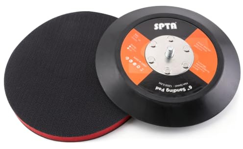 SPTA 6(150mm) Backing Pad Hook and Loop Backing Plate 5/16-24 Thread DA Air Random Orbital Sander/Polisher Backing Pad with 6 Interface Cushion Pad for Sanding Finishing Polishing Buffing