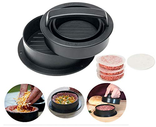 HAPPYGOU ABS Hamburger Press Fleischpastete Press Gefüllte Burger Mold Maker mit Backpapier Liner Patty Pastry Tools BBQ Küchenzubehör